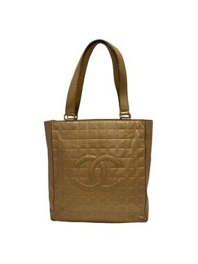 Chanel Shoulder Bag Choco Bar Gold CC Logo Lambskin